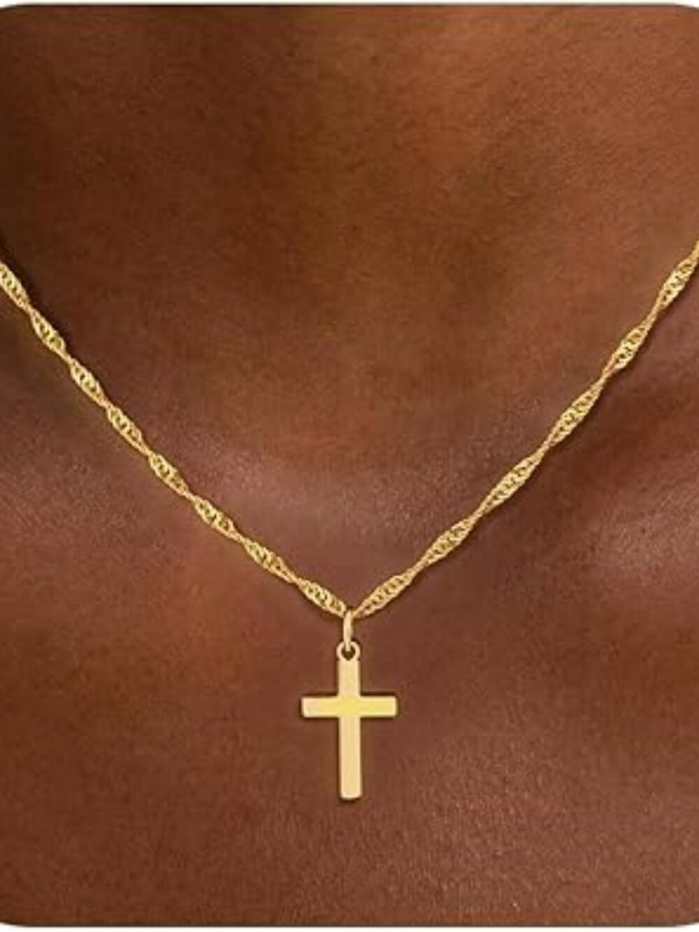 New Cross Necklace Gold Plated Minimalist Cross Non Tarnish Christian Religious